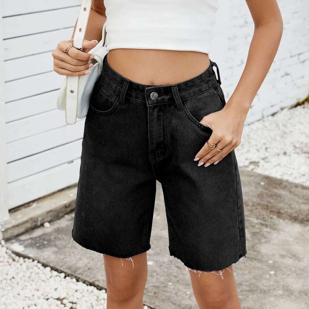 american european style summer new fashion women's washed straight loose casual trendy solid color jeans shorts female clothes XJ260305