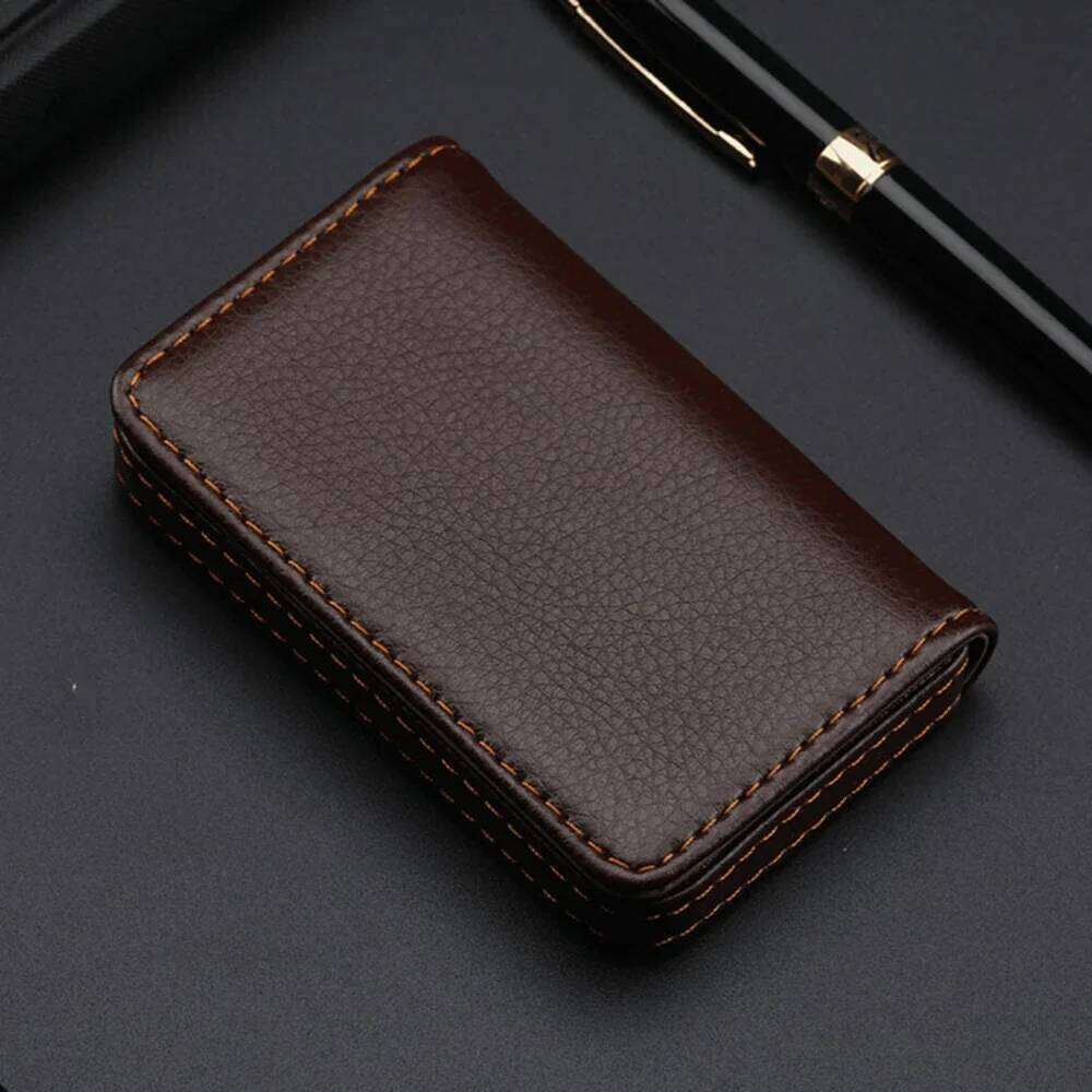 Sized Stitched PU Leather Credit Holder Visiting Business Card Case Wallet with Magnetic Shut for Men & Women C260304