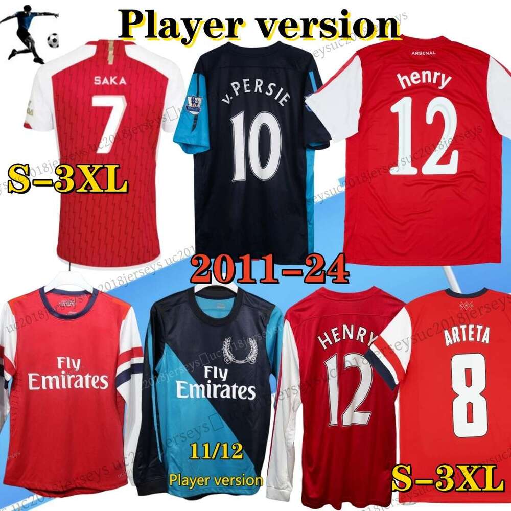 Player version 2012 2013 home van Persie Henry Arshavin retro soccer jerseys 12 13 Ramsey Rosicky Walcott vintage classic football shirt long sleeves S-3XL
