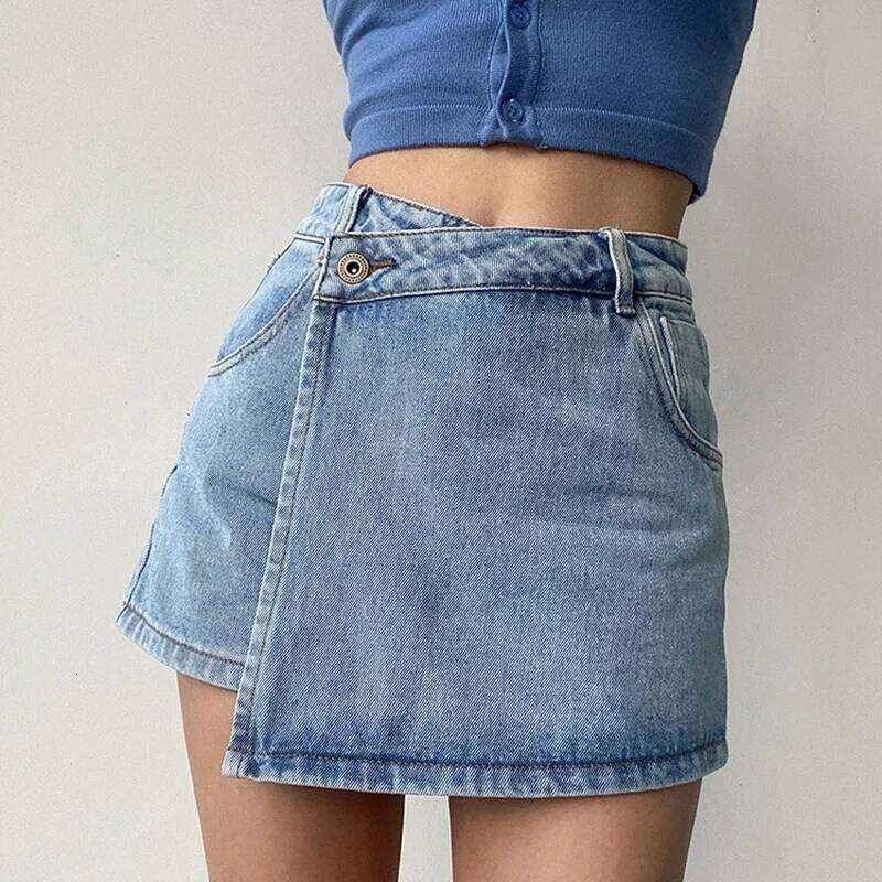 Fashion A-Line Denim for Women Summer High Waist Skirt Pants Woman Slim Streetwear Jeans Blue Shorts Female XJ260305