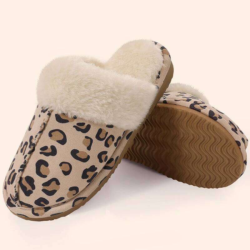 Kidmi Winter Fuzzy House Women Fluffy Flat Cozy Memory Foam Slippers Indoor Outdoor Warm Antiskid Fur Shoes