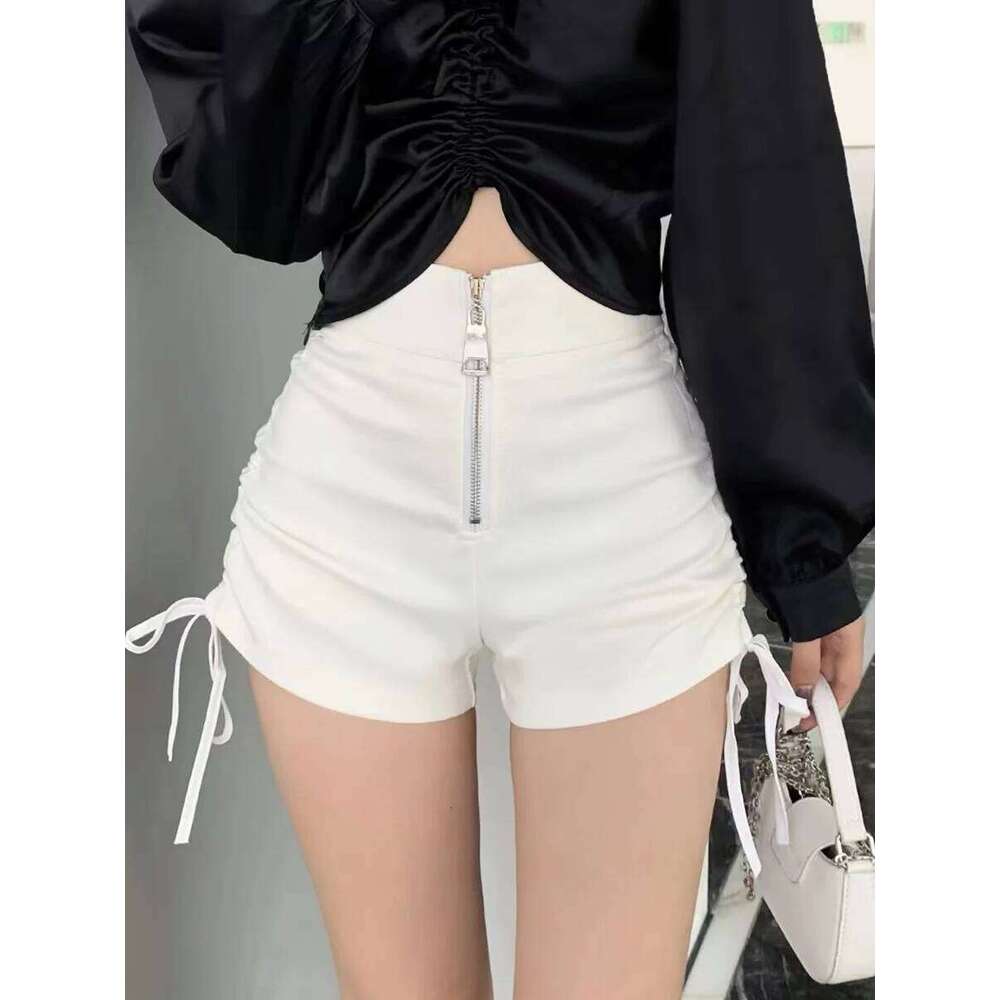 Shorts Women Casual Solid Shirring Summer High Waist Zipper All-match Korean Fashion Trendy K-pop Skinny Hot Girls 3XL Prevalent XJ260305