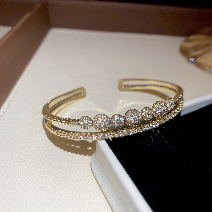 14K real gold plated zircon round clasp bracelet, casual fashionable versatile wristband, light luxury and high-end feel women's jewelry - view 9
