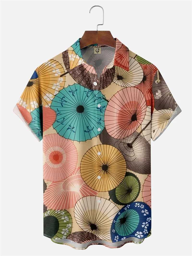 Japanese Style Ukiyoe Wave Print Men Women Short SLeeve Button Shirts Summer Fashion Clothes Tops HAWaiian Unisex Blouse M260305