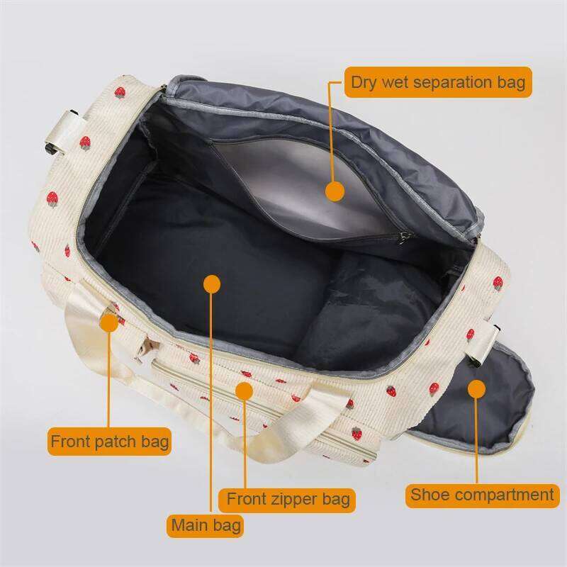 Corduroy Tote Large Capacity Carry On Travel Bag With Shoe Compartment Sports Fitness For Women Duffle Bags Z260304