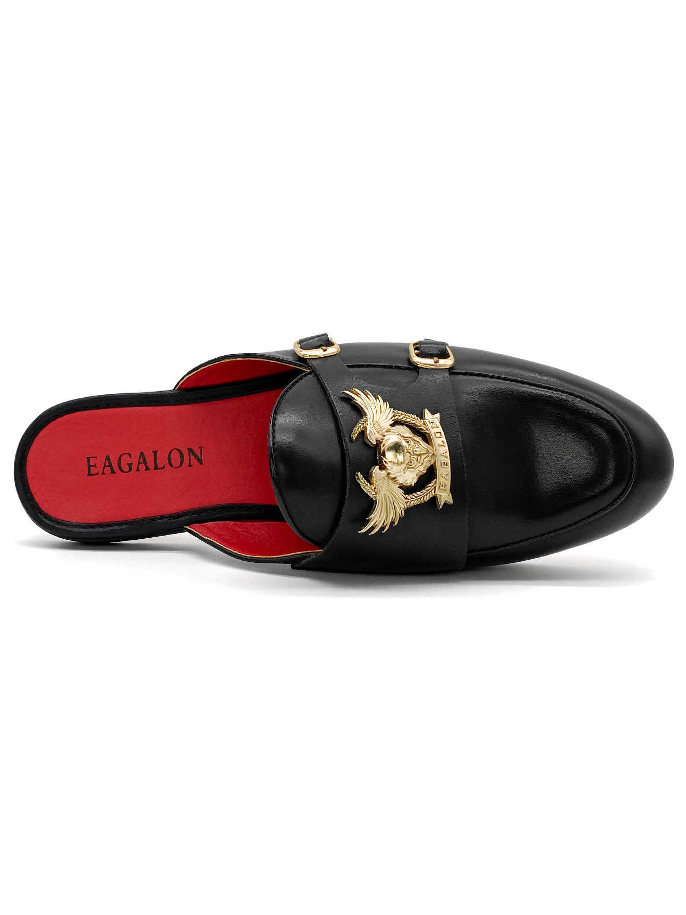 Dress Shoes Shallow Flat-bottomed Cut Shoes Sandals Mid Black And Red Men Shoes Leather Slippers Red Bottom Flat-bottomed Heels