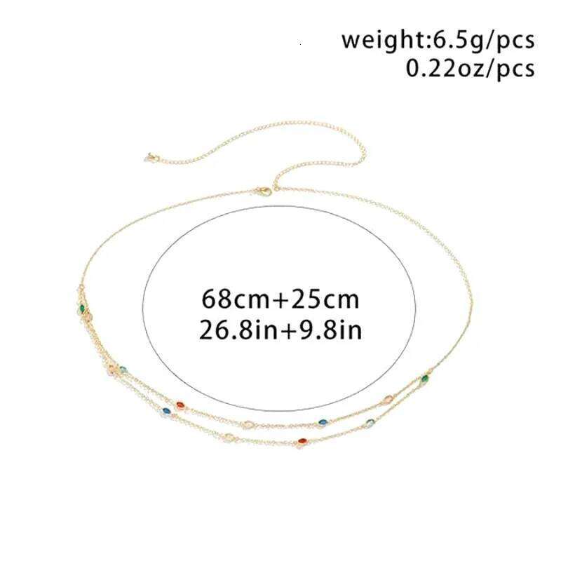 Minimalist Rhinestone Double Layer Casual Hip-hop Body Fashionable Retro Waist Chain S260304