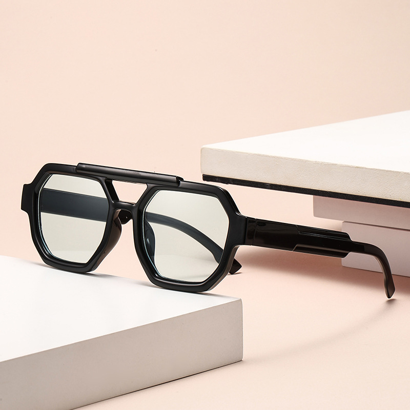 2026 Designer Luxury Brand Polygonal Export New UV Resistant Fashionable Sunglasses Men's High-end Full Frame Glasses