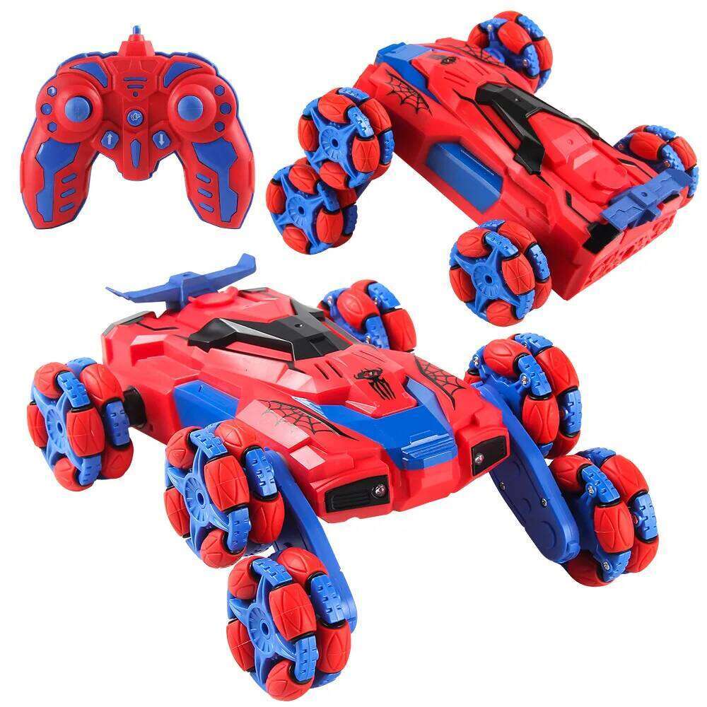 Spider 2.4G Wireless Remote Control Children Stunt Climbing Spray Light Deformation Racing USB Charge Car Toy For Kids Gifts Z260304
