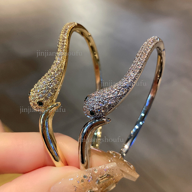 2026 Designer Bracelet Luxury Trendy Genuine Gold Plated Zircon Serpentine Women's Bracelet European And American Exaggerated Personalized Fashio