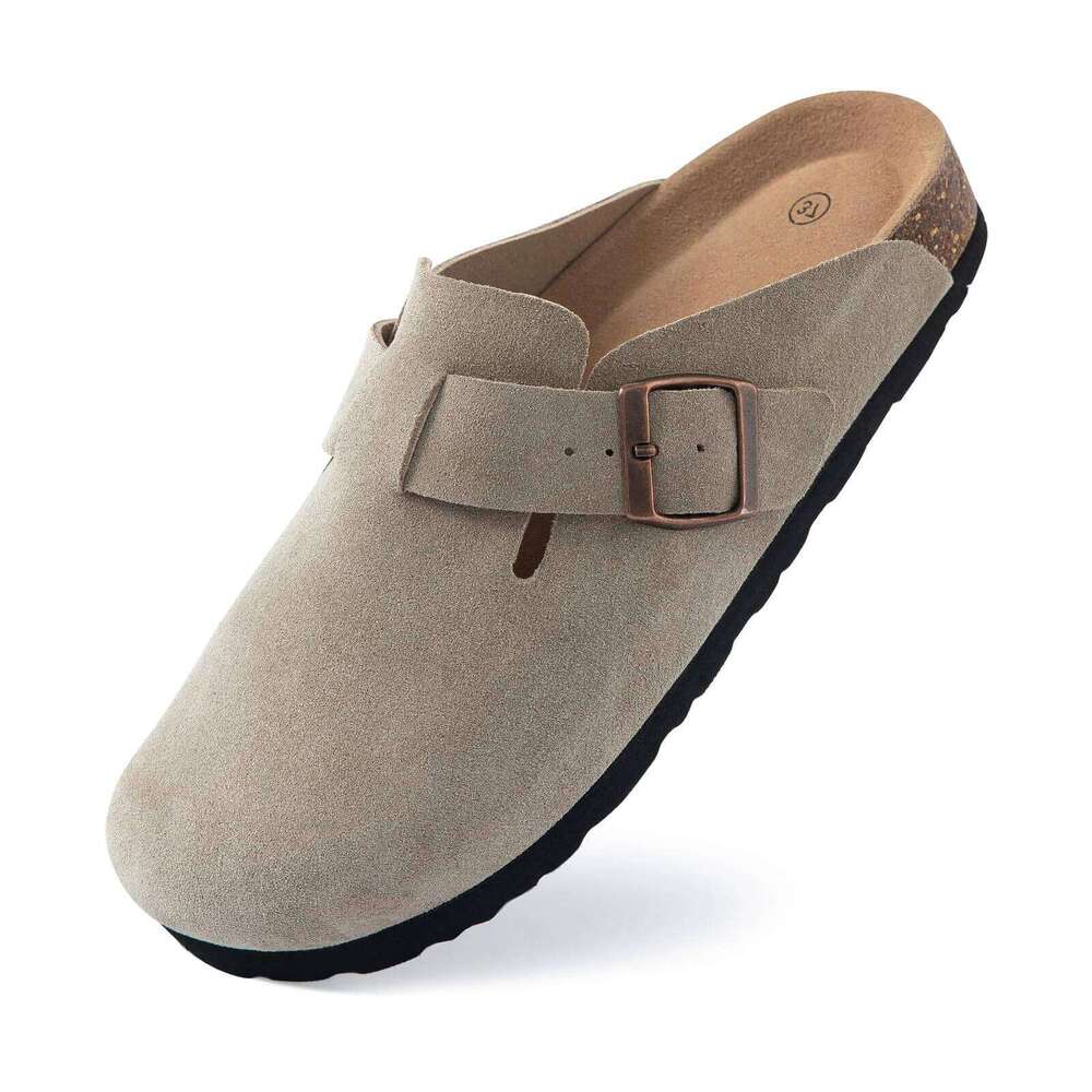 Kidmi Fashion for Women Men Unisex Slip-on Potato Footbed Suede Cork Clogs and Mules Nonslip Vacation Beach Shoes