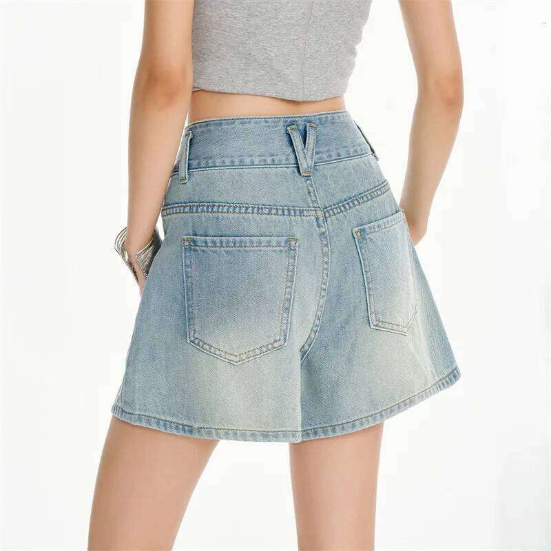 Summer New Solid-color Thin Loose Denim Shorts. Fashionable and Versatile Casual High-waisted Three-point Short Jeans for Ladies XJ260305