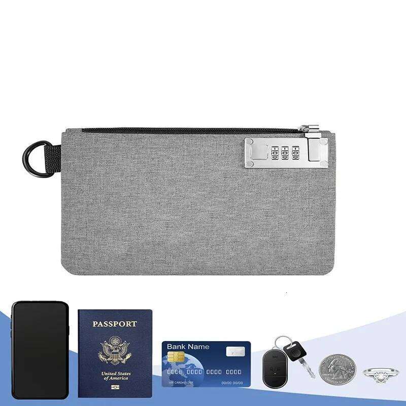 Lockable Money Coin Purse For Passports Credit Cards Cash Storage Bag Men's Card Holder Pocket With Lock C260304