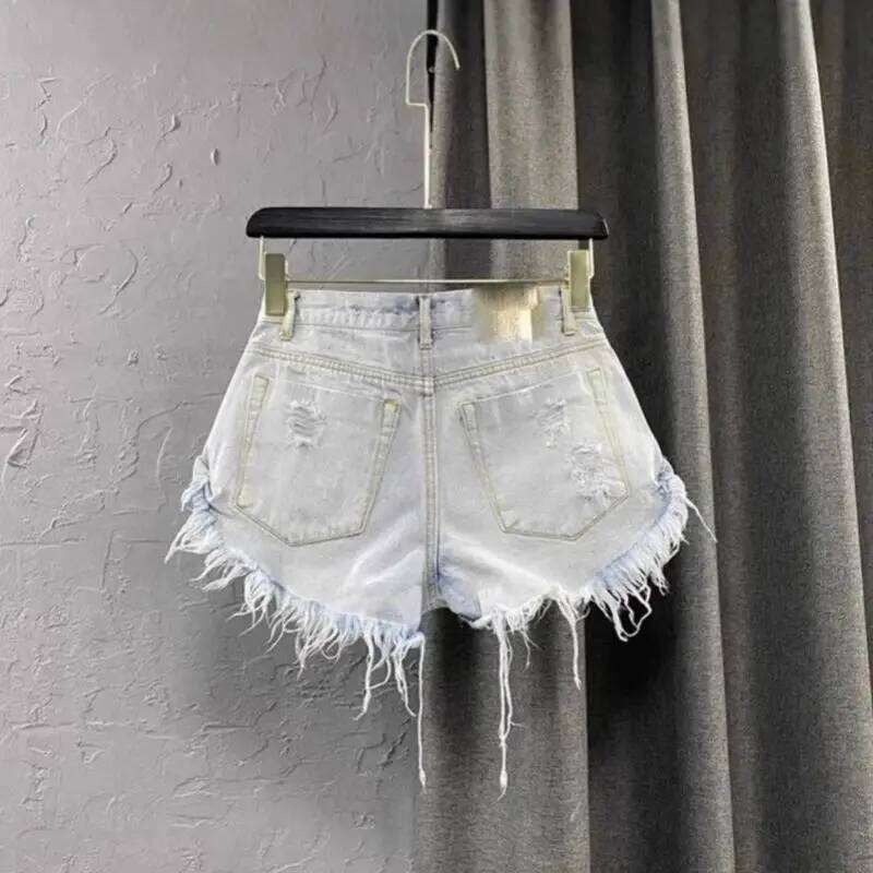 White Denim Shorts Jean Female New Summer Outfit Girl Broken Hole Casual Fashion Wide Leg A Word Hot Pants For Women XJ260305