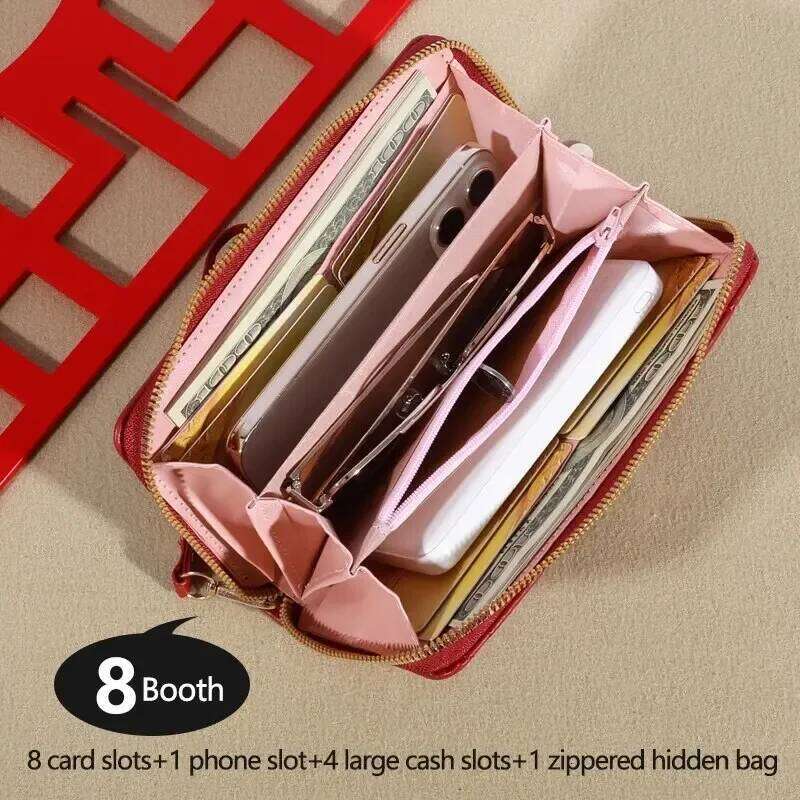 New Wallet Women's European and American Card Zipper Handbag Embroidered Mobile Phone Bag C260304