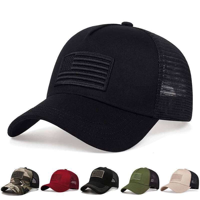 Fashion American Flag Embroidery Baseball Net Caps Spring and Summer Outdoor Adjustable Casual Hats Sunscreen Hat Y260304