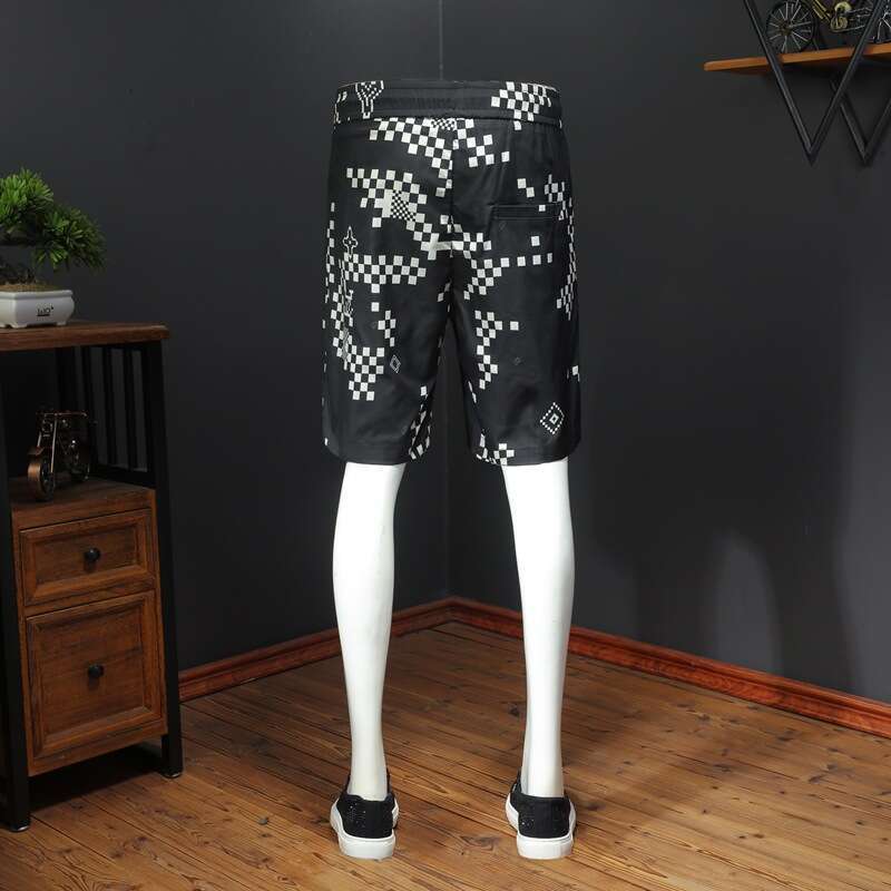 Arrivals European Style Summer New Men's Plaid Casual High-Quality Printed Elastic Waistband Plus Size Knee-Length Shorts Luanyun