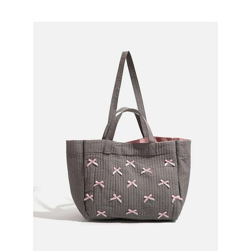 2024 New Women's Solid Color Tote Commuting Shoulder Bag Fashion Bow Simple Large Capacity Handbag Small Big Size Z260304