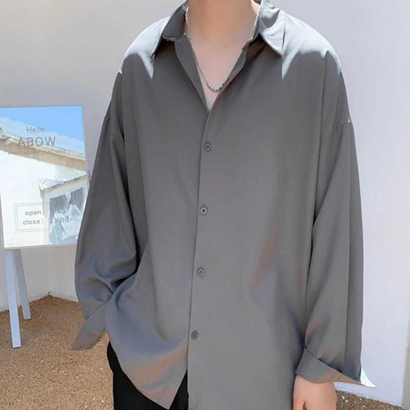 Young Style Korean Street Casual Shirts Fashion Office Lady Loose Solid Spring Summer Thin Simplicity Mens Clothing Handsome M260305