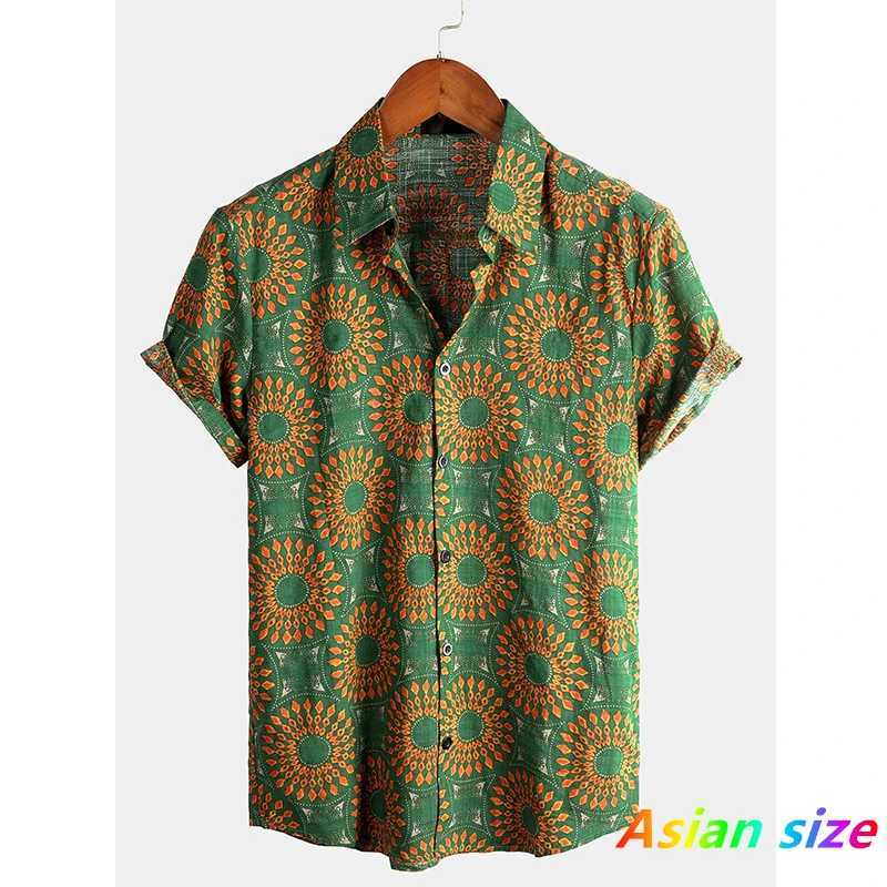 2025 New Mens Shirt Polyester Fashion Casual Graphic Beach Shirt Summer Daily Short Sleeve Oversized Loose Hawaiian Shirts Tops M260305