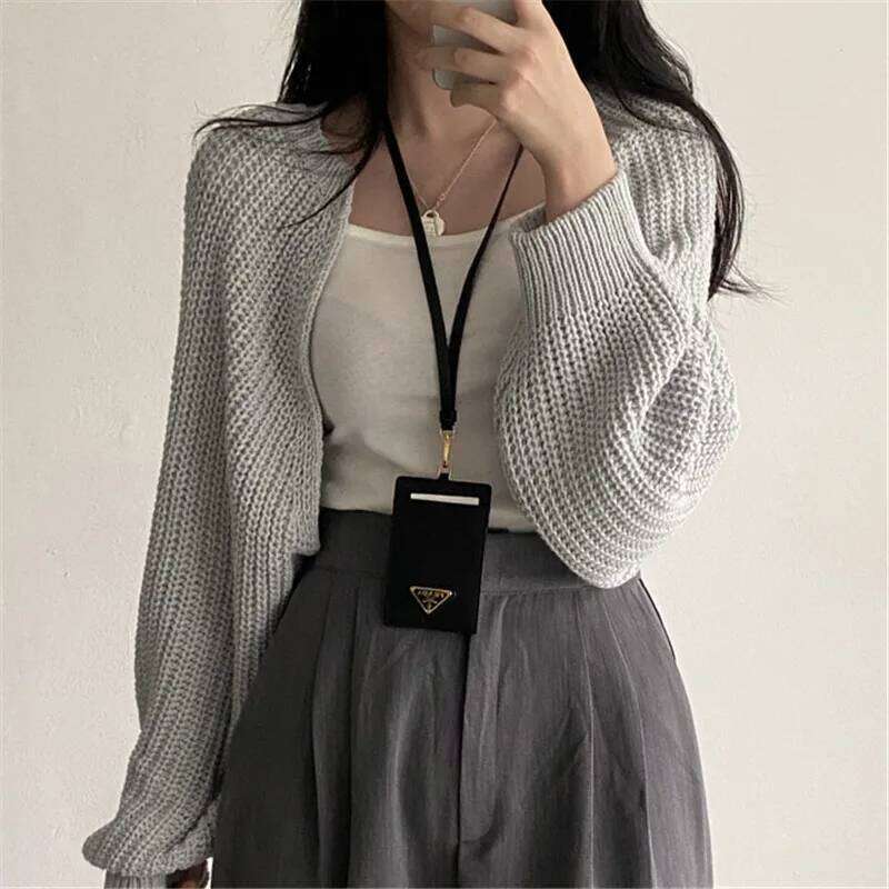 Long Cover Outfit Coat Casual Solid Knit Sweater Cardigan Short Women Clothes Elegant Winter Batwing Sleeve All-match Top XJ260305