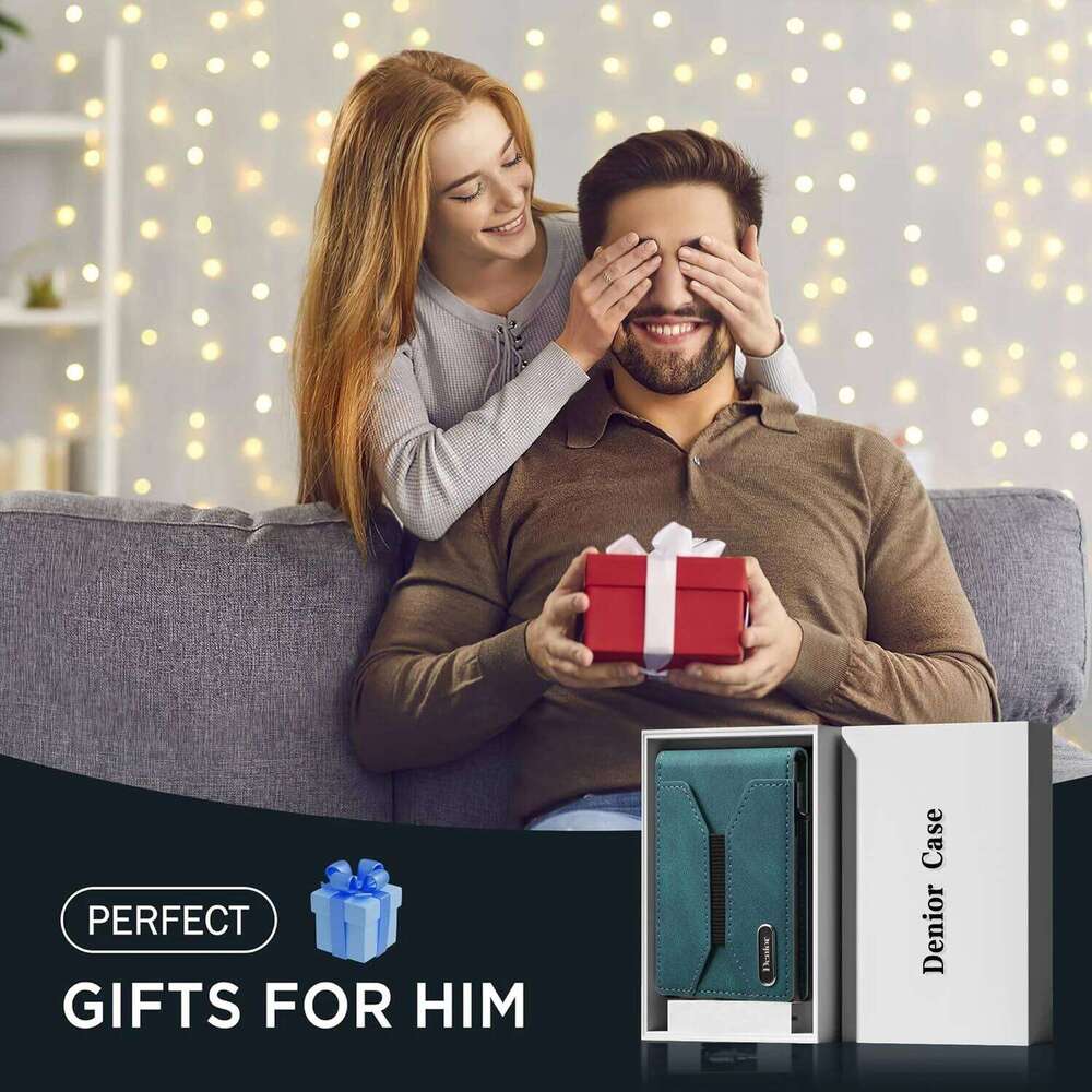 Denior Magsafe magnetic bag,press type automatic pop-up multifunctional card box, can hold 6-10 credit cards leather wallet C260304