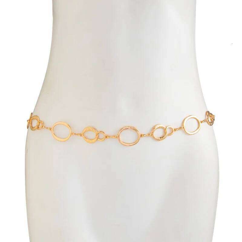 Punk Style Metal Irregular Hollow Elliptical Body for Women Fashion Retro Boho Geometric Round Waist Chain Jewelry Gifts S260304