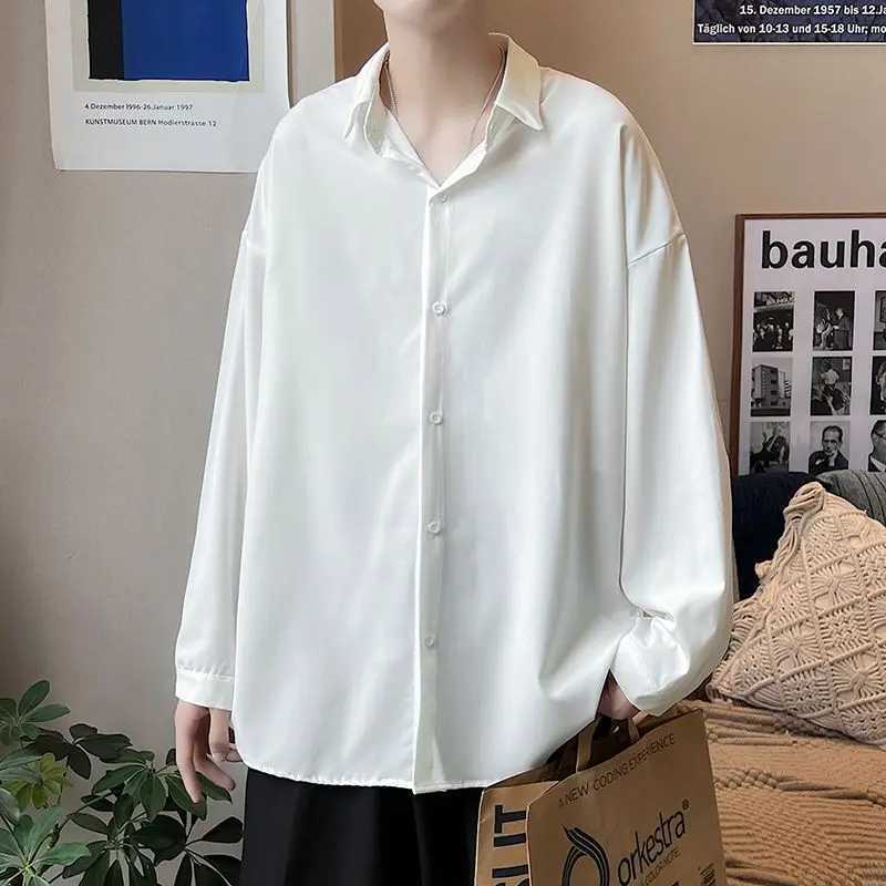 Young Style Korean Street Casual Shirts Fashion Office Lady Loose Solid Spring Summer Thin Simplicity Mens Clothing Handsome M260305