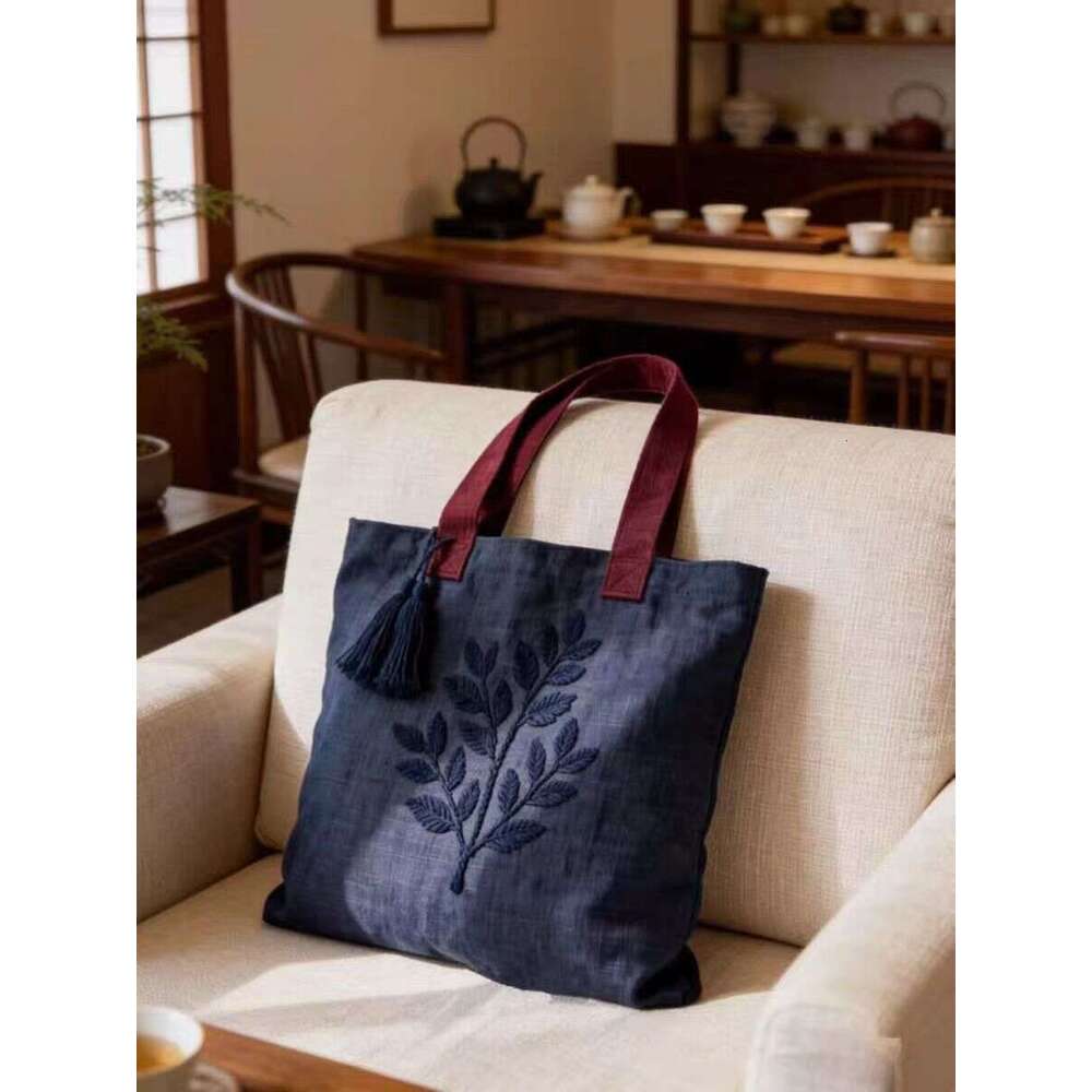 Niche Chinese-Style Embroidered Canvas Bag, Niche Ethnic Style, Artistic And Stylish, High-Capacity Tote Bag Kl928