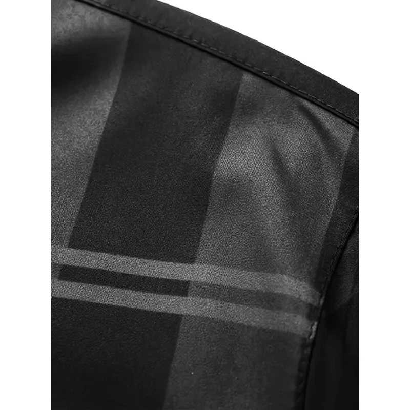 2025 Brand New Mens Shirt Fashion Elastic Plaid Long Sleeve Male Shirts M260305