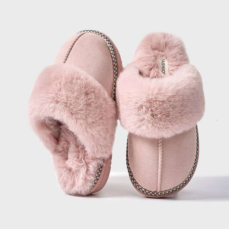 Kidmi Winter Cotton Soft Comfort Fuzzy Bedroom Slides Faux Fur Warm Plush Shoes Fluffy House Slippers Women