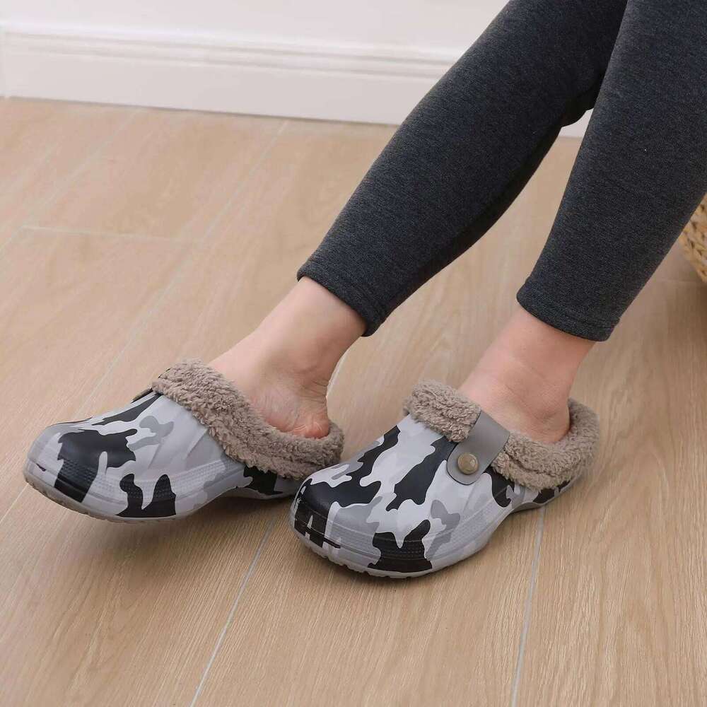 Kidmi Fashion Fur Winter Fuzzy Garden Soft Waterproof For Men Indoor and Outdoor Antiskid Houes Shoes