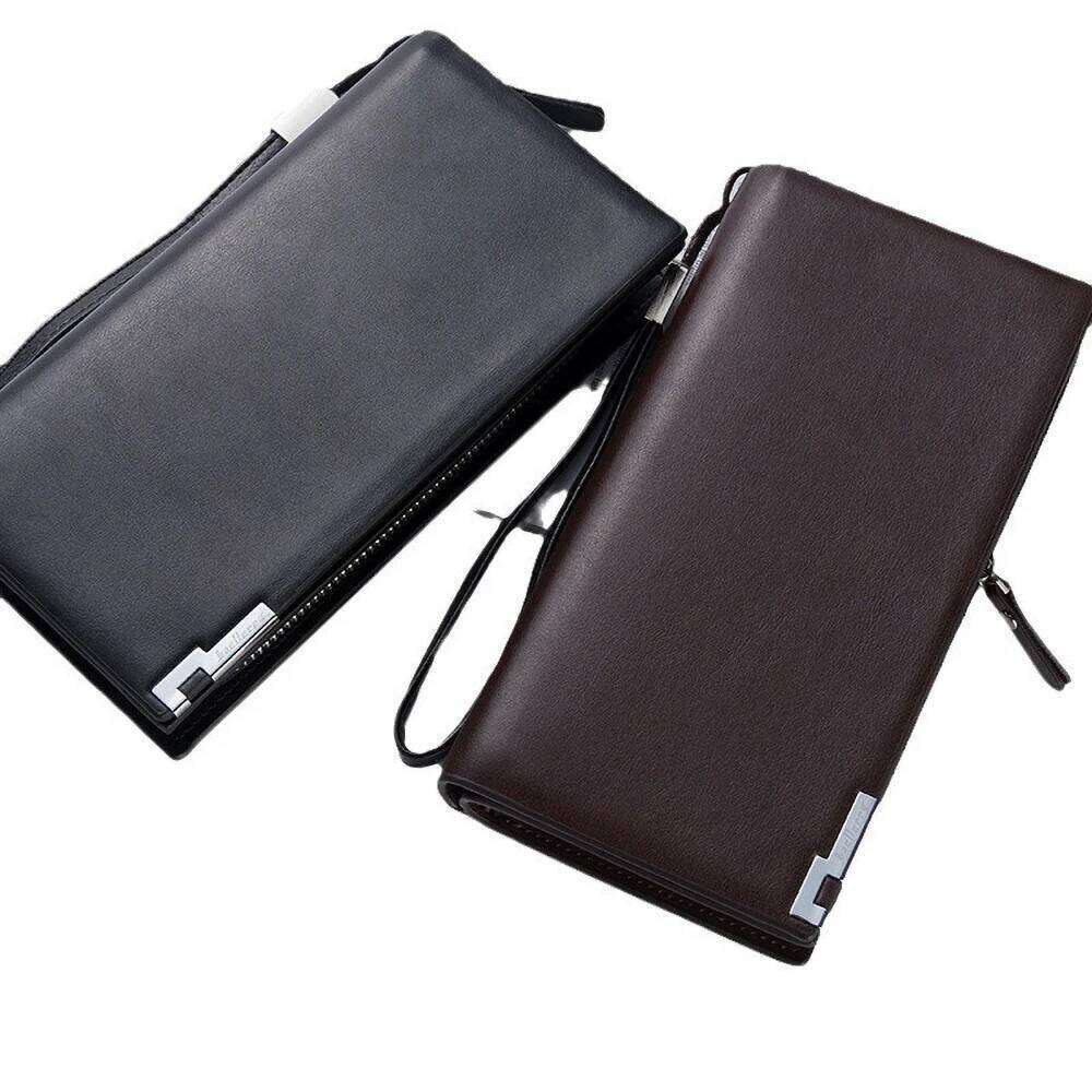 Executive PU Leather Long Wallet, Large Capacity Zipper Closure with Passport Slot & RFID Protection C260304
