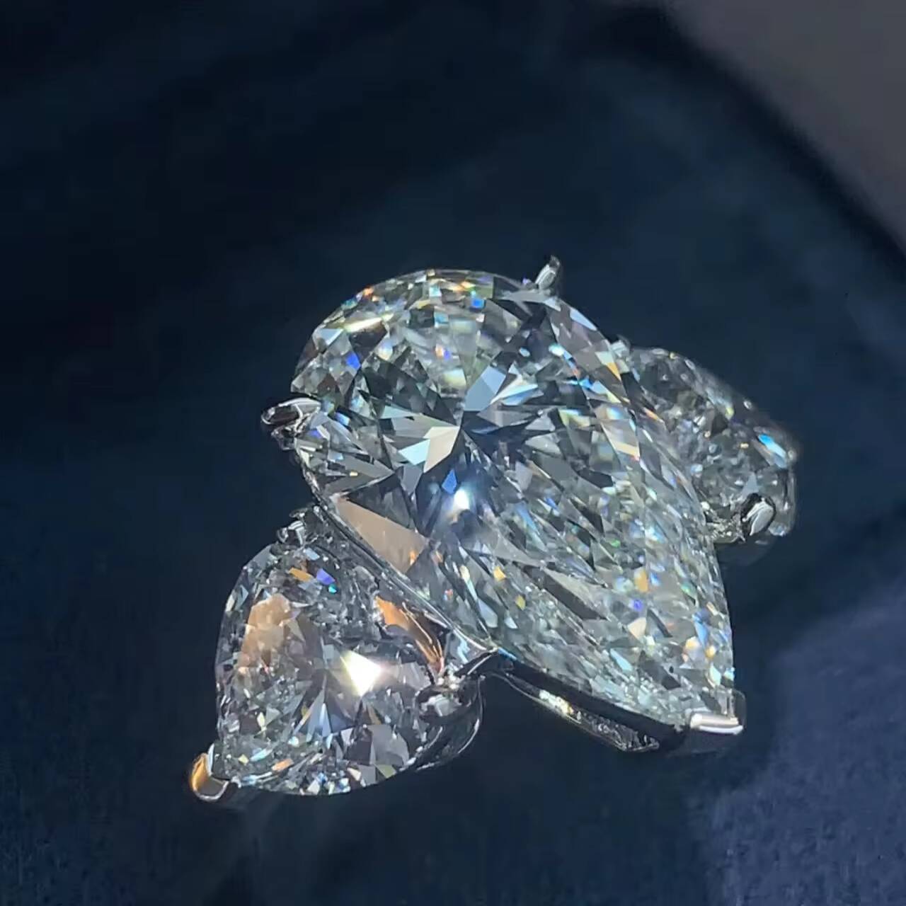 18K Gold Water Drops Engagement Ring Bands - Lab Grown Diamond Wedding Ring With CZ Diamond