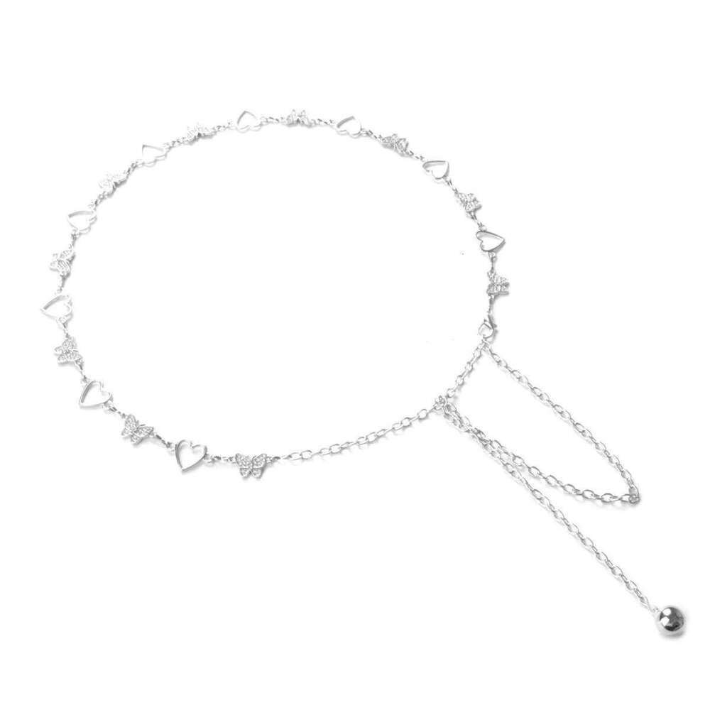 Fashionable Single-layer Simple Butterfly Heart-shaped Alloy Waist Street Photography Women's Body Chain Jewelry S260304