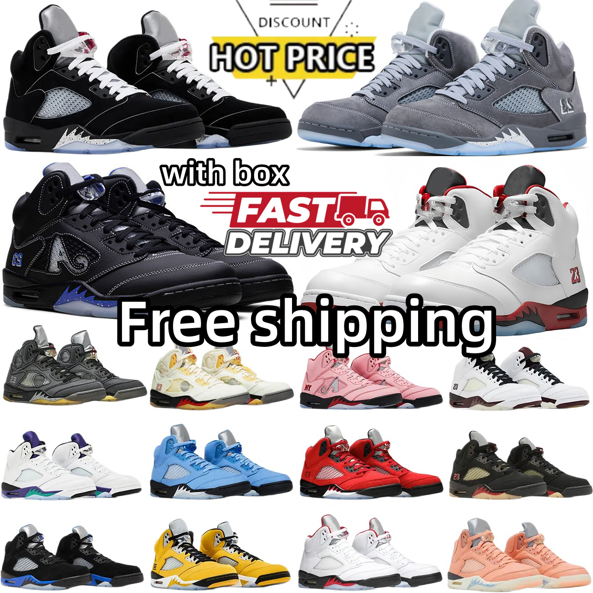 Free shipping With box Designer 5s basketball shoes Wolf Grey White Metallic Fire Red Black Tongue 35th Anniversary Grape Black Men Women Valentine's Day
