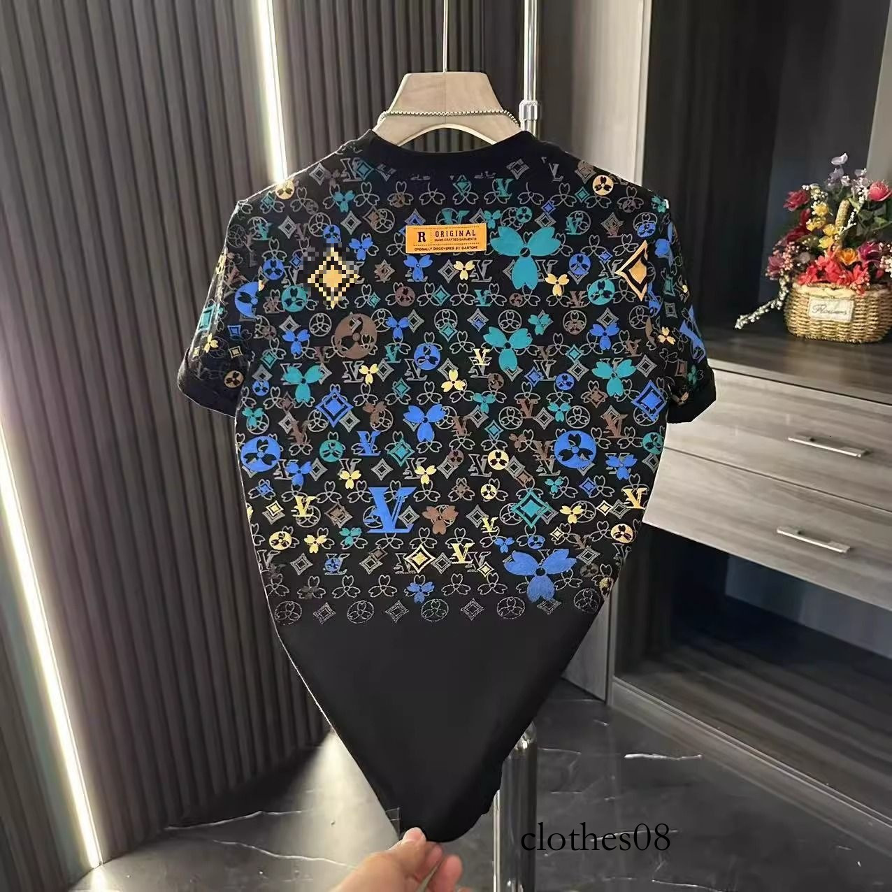 Men T shirt 2026 New Men's Casual Versatile Trendy Fashion Niche Classic Crew Neck T-Shirt Colorful Printed Letters Black