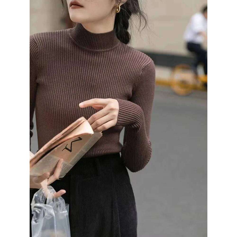 Autumn Winter 2025 Women Long Sleeve Knitted Turtleneck Ribbed Pull Sweater Soft Warm Femme Jumper Pullover XJ260305
