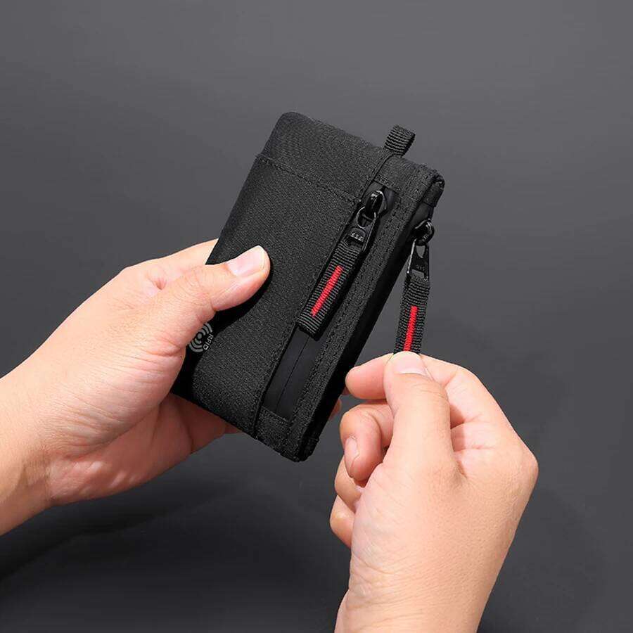 Credit Holder Men Wallets Luxury Nylon Slim Wallet Zipper Key Card Case Male Tactical Coin Purse With Carabiner C260304