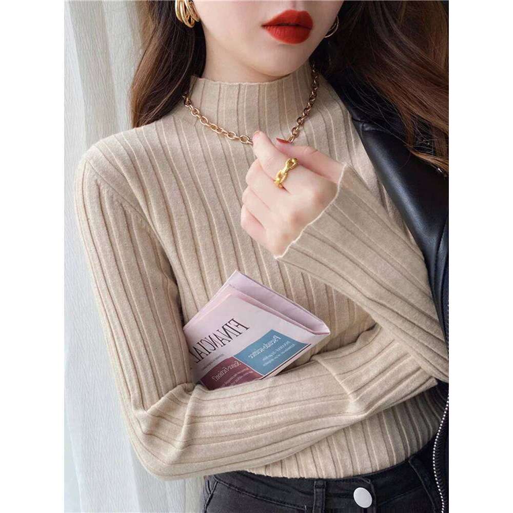 Autumn Winter Knitted Ribbed Turtleneck Sweater Women Clothes 2025 Long Sleeve Slim Basic Pullover Woman Sweaters Solid Tops XJ260305