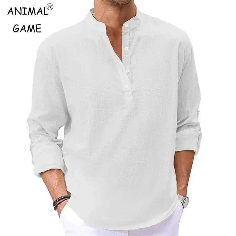 Animal Game Cotton Shirts for Men Casual Shirts Lightweight Long Henley Shirts Hawaiian Southern T Shirts for Mans Shirt M260305