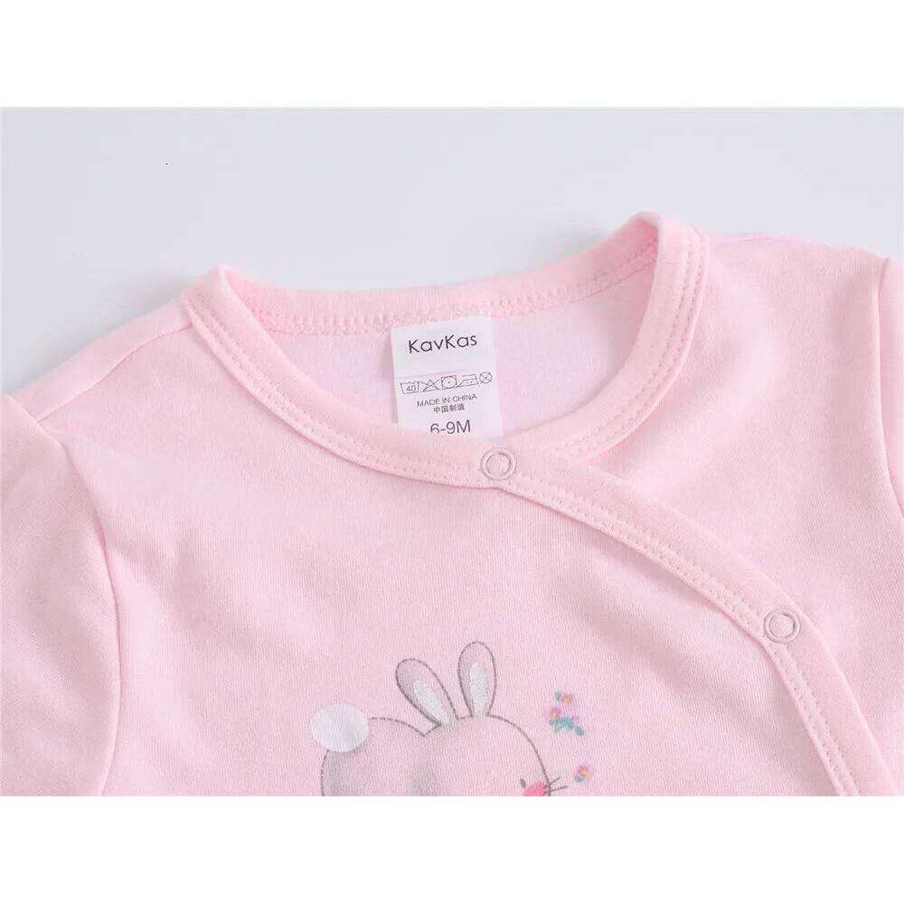 Kavkas Long Sleeve Baby Girls Rompers Cute Rabbit Design Cotton Autumn Clothes 0-12 Months Infant Jumpsuit Z260304