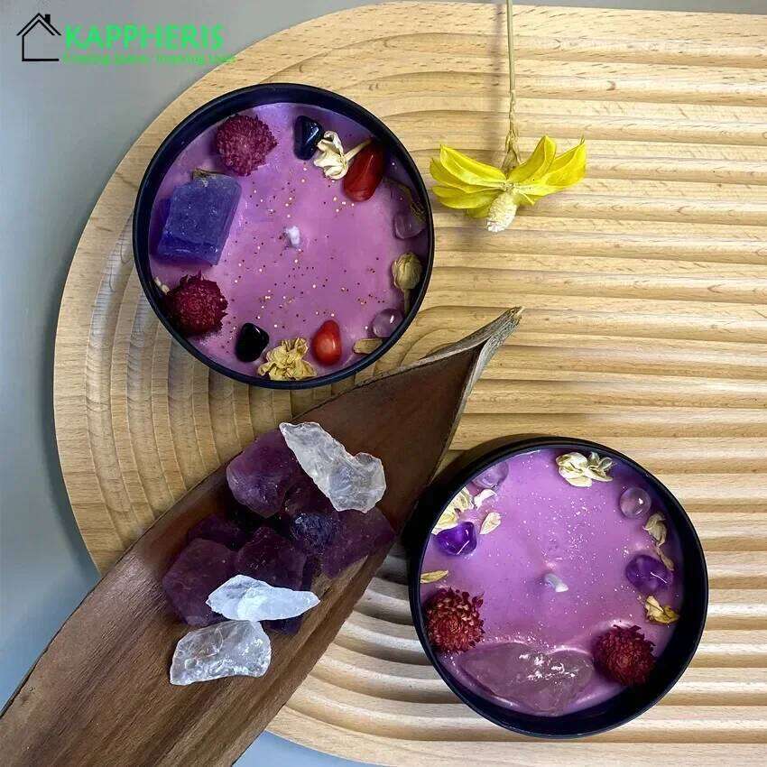 8OZ Candle Wholesale Tin Vanilla Scented in Jars Real Herb Glass Candles Home Decor Pink Lily W260304 W260305