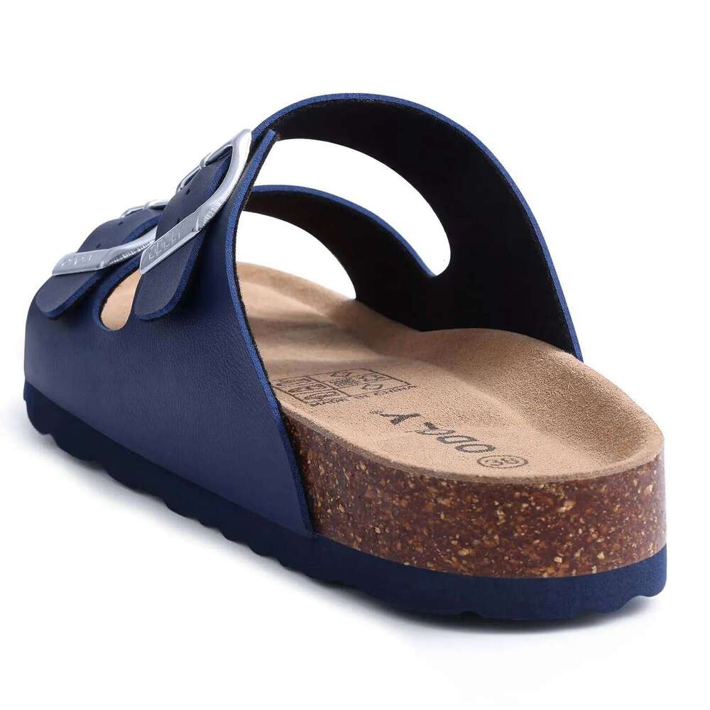 Kidmi Men's Footbed Slide Sandal Slip On Women Cork Nonslip Beach Sandals Female Adjustable Buckle Slides