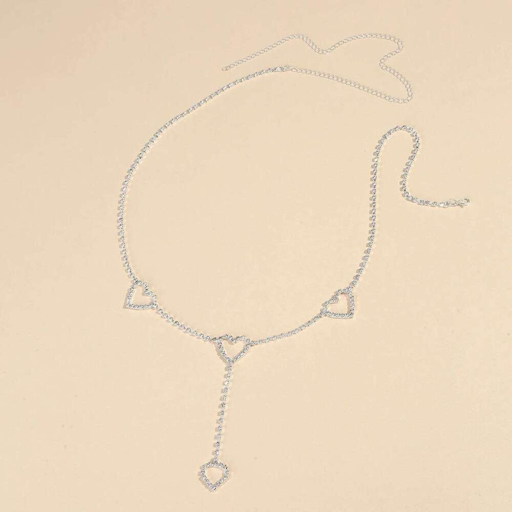 Fashionable Single-layer Heart Pendant Rhinestone Waist Street Photography Women's Body Chain Jewelry S260304