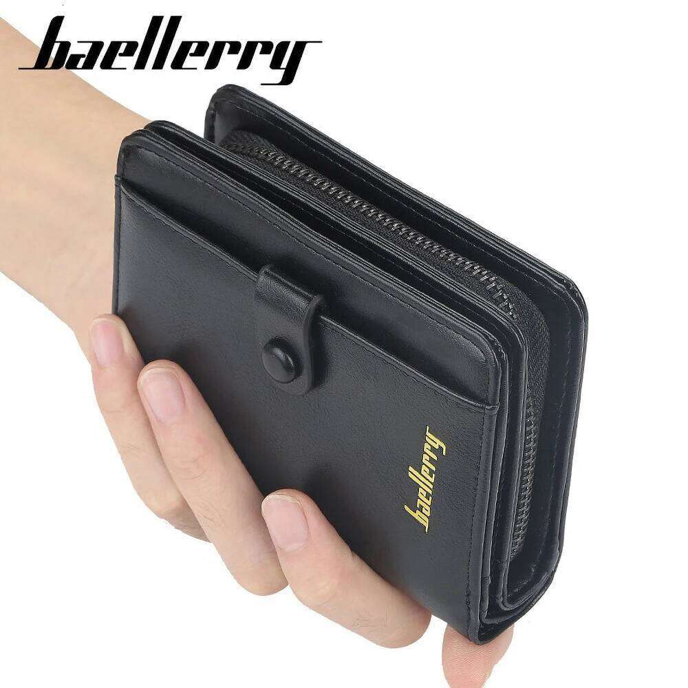 Baellerry Mens Luxury Vertical Wallet RFID Blocking Large Capacity Zip Around Card Holder Multiple Slots Leather Billfold C260304