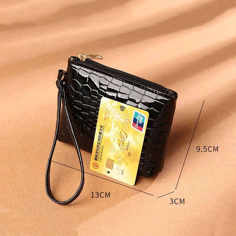 Solid Color Purses Zipper Crocodile Change Bag PU Card Coin Wallet C260304