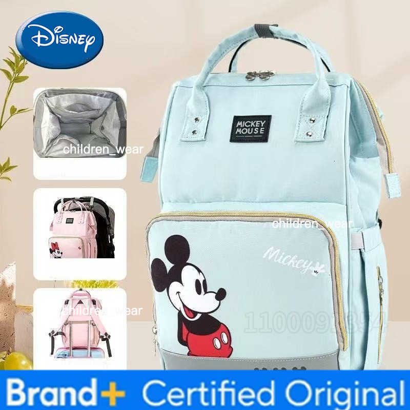 Disney Original New Diaper Bag Backpack Cartoon Cute Baby Diaper Bag Backpack Multifunctional Baby Diaper Bag Large Capacity H260305