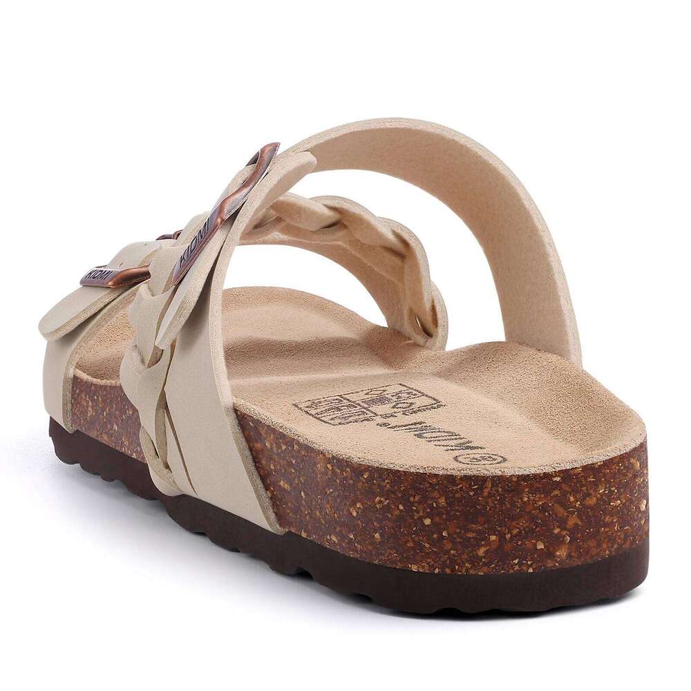 KIDMI Women's Cork Footbed with Arch Support Comfortable Slip-On Slide With Adjustable Buckle New Summer Sandals