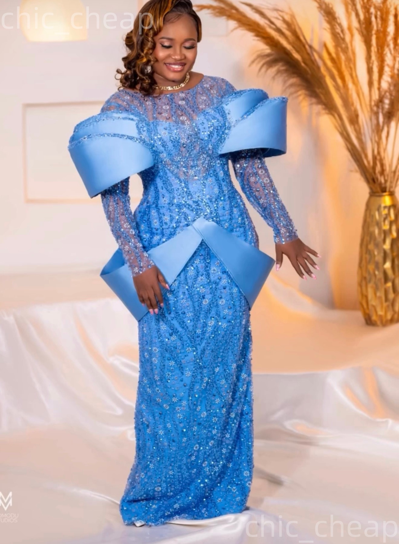 2026 plus size sky blue mermaid mother of bride dresses sequined lace full sleeves evening party mamas dress vintage 50s birthday wedding guest groom 